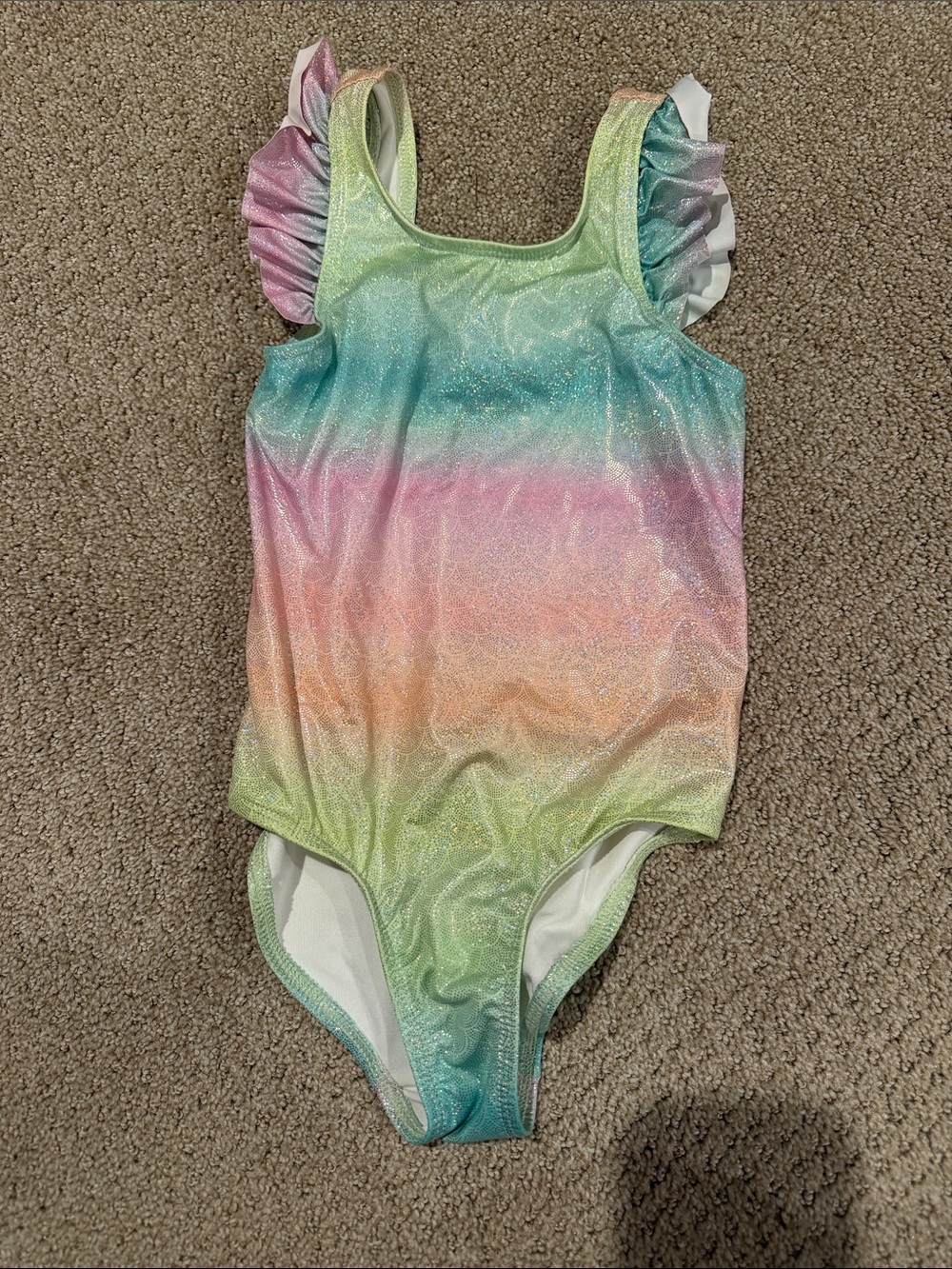 Girls Pastel Rainbow Glitter One-Piece Swimsuit